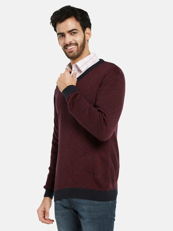 Mettle Checked Long Sleeves Acrylic Pullover