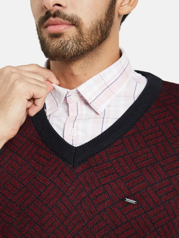 Mettle Checked Long Sleeves Acrylic Pullover