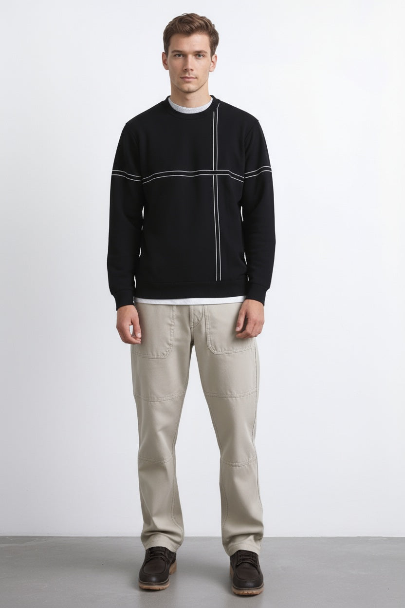 Men Striped Round Neck Pullover Sweater