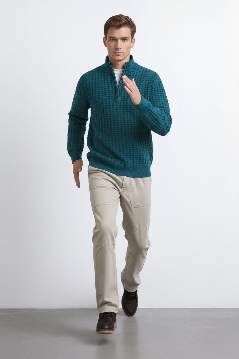 Men Solid High Neck Pullover Sweater