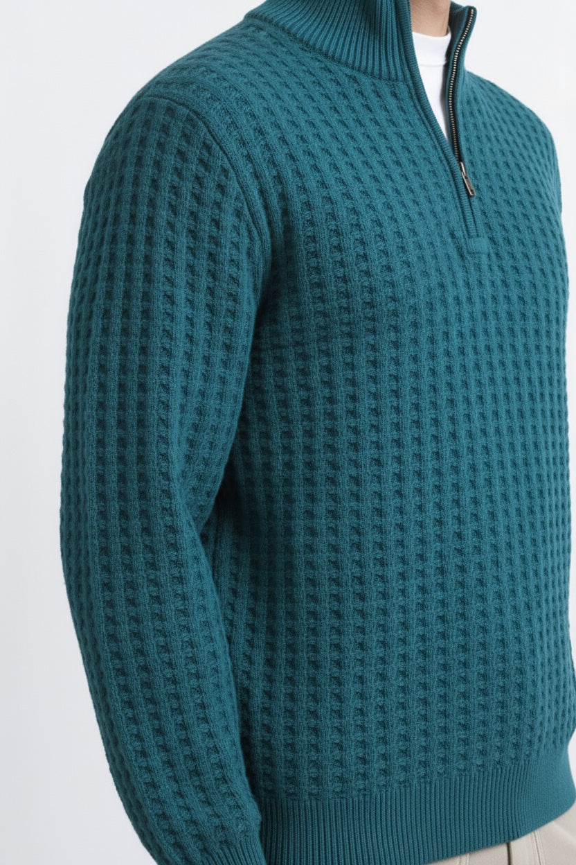 Men Solid High Neck Pullover Sweater