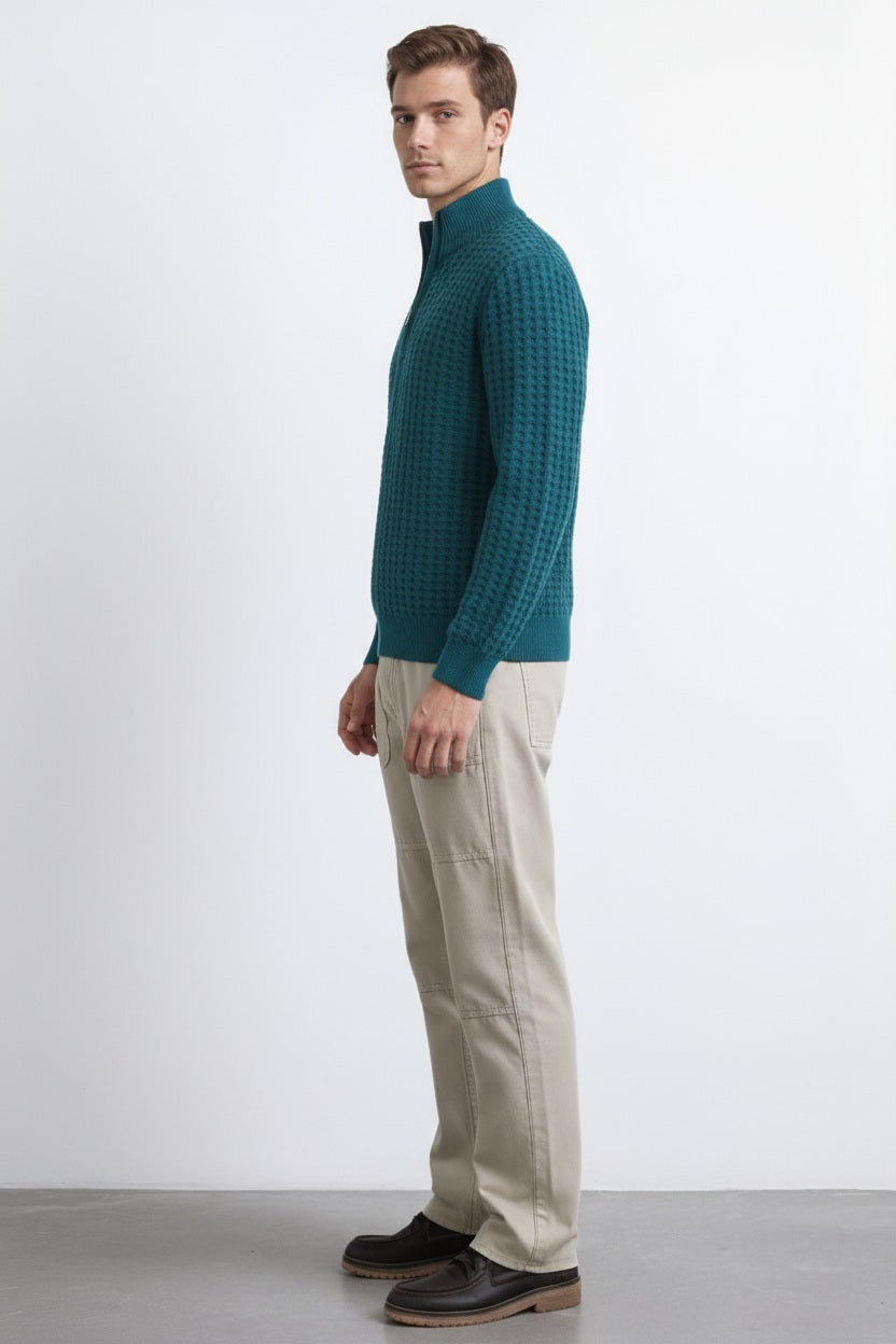 Men Solid High Neck Pullover Sweater