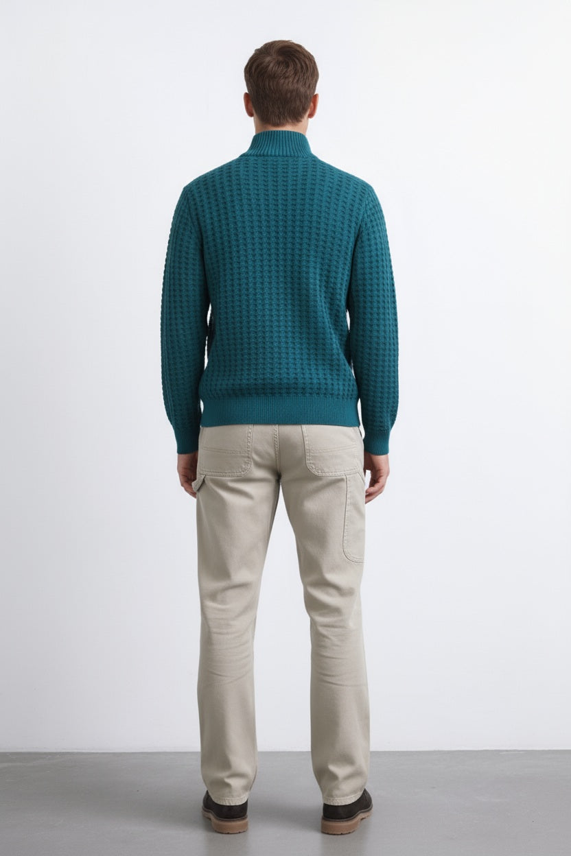 Men Solid High Neck Pullover Sweater