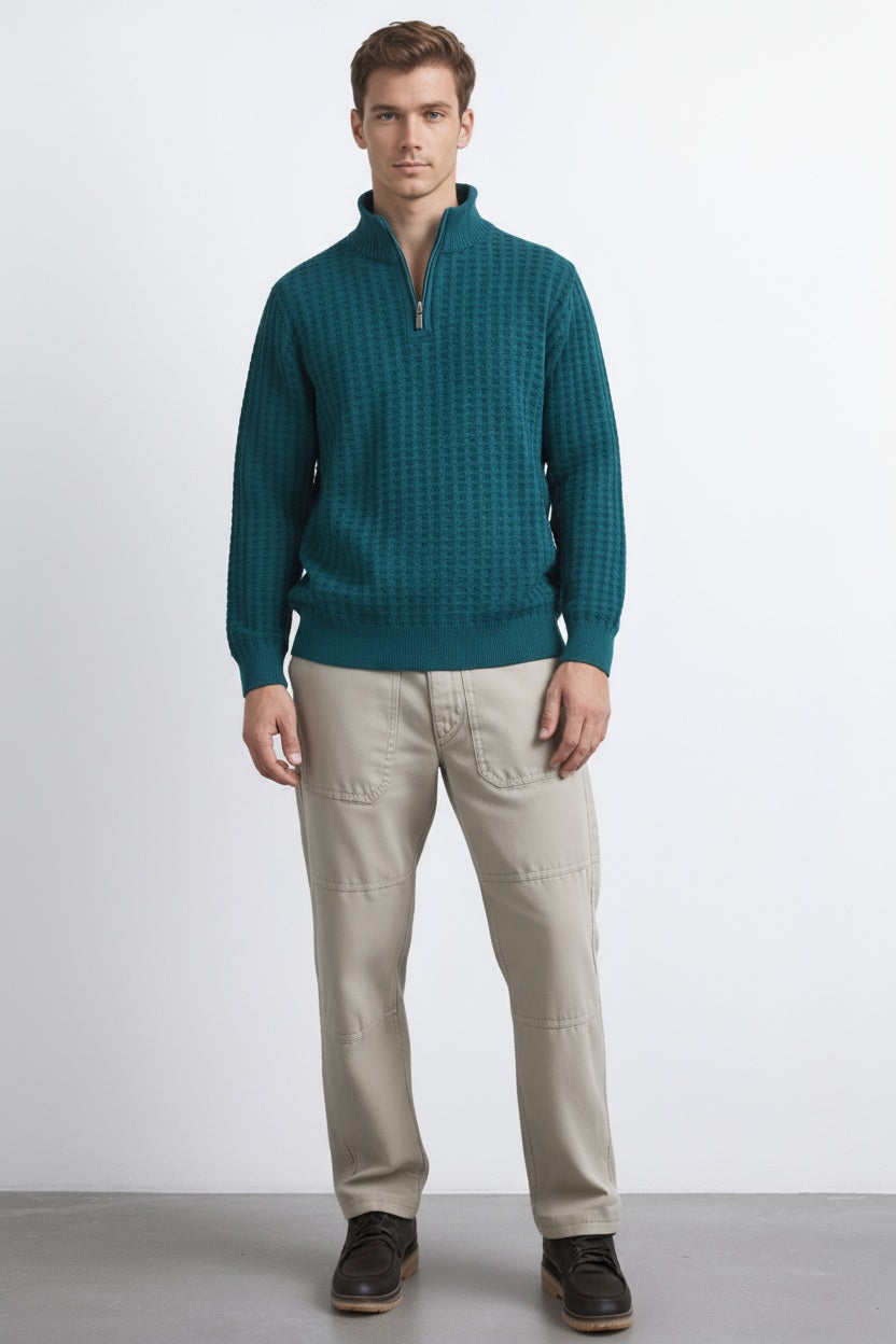 Men Solid High Neck Pullover Sweater