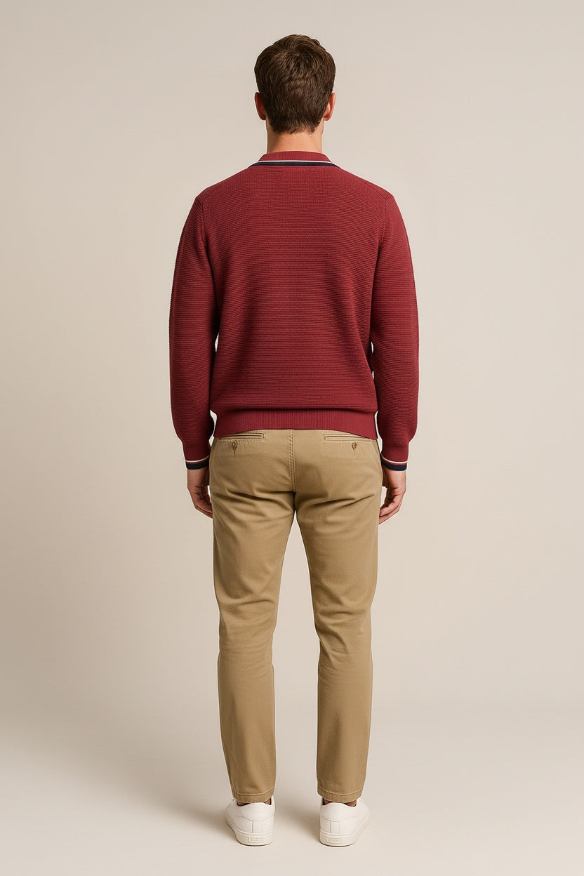 Men Solid Shirt Collar Pullover Sweater