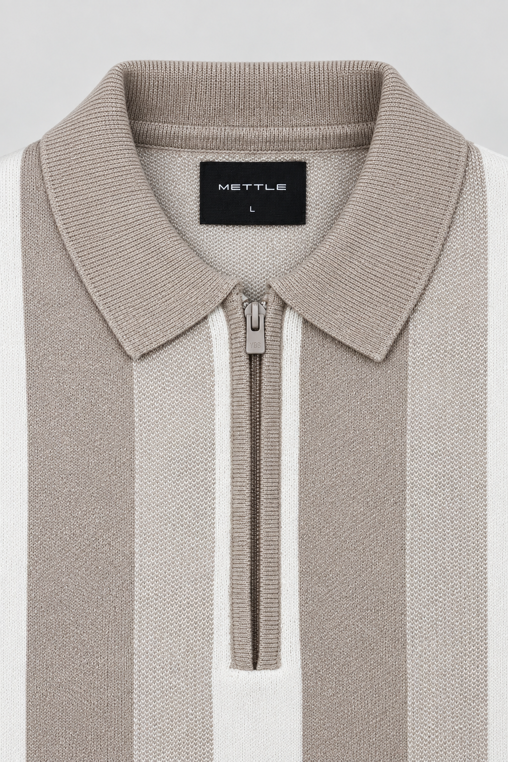 Men's Knitted Half-Zip Polo Sweater – Stone | Regular Fit