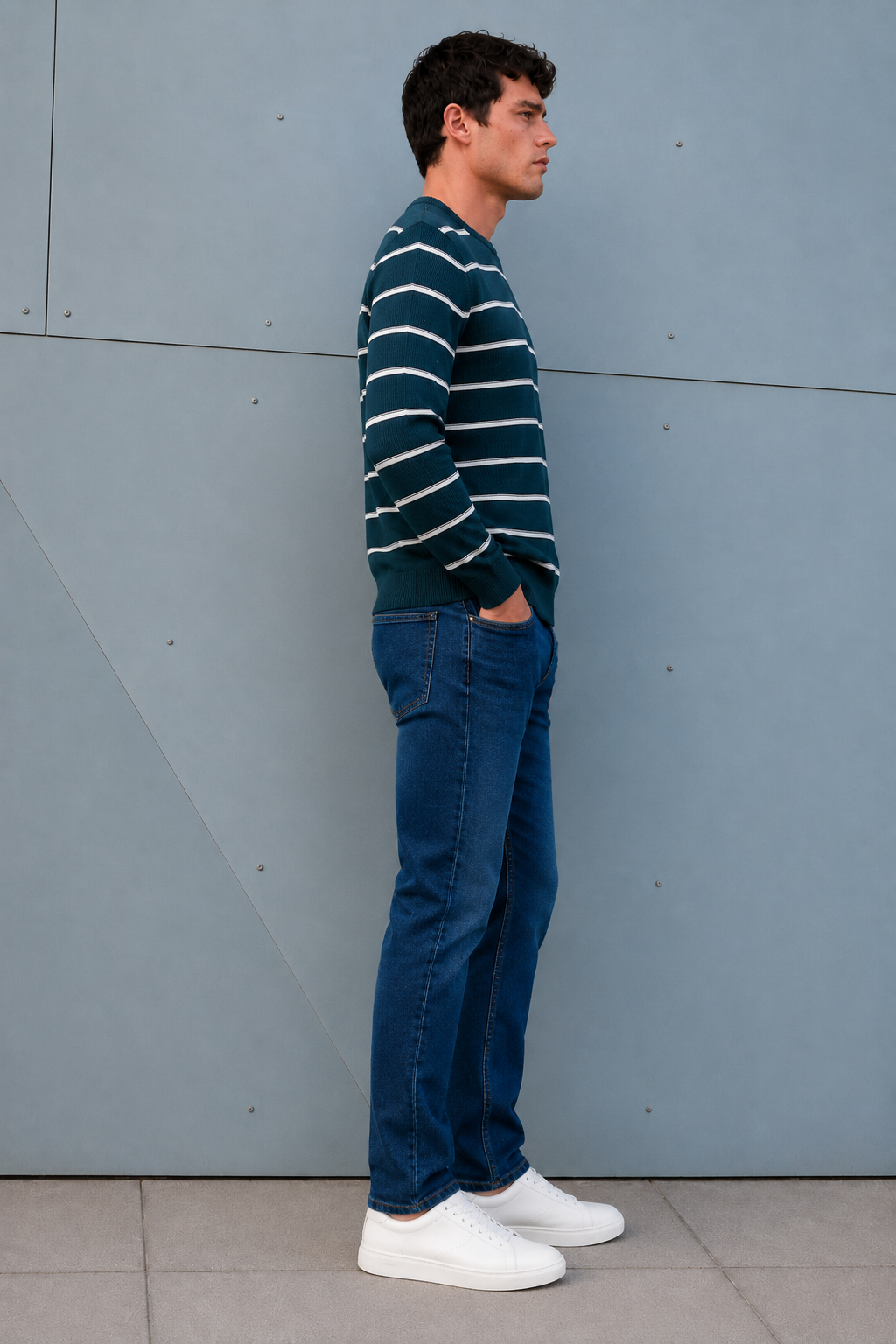 Men’s Pacific Vislon Striped Crew Neck Sweater – Regular Fit Full Sleeve Winter Pullover