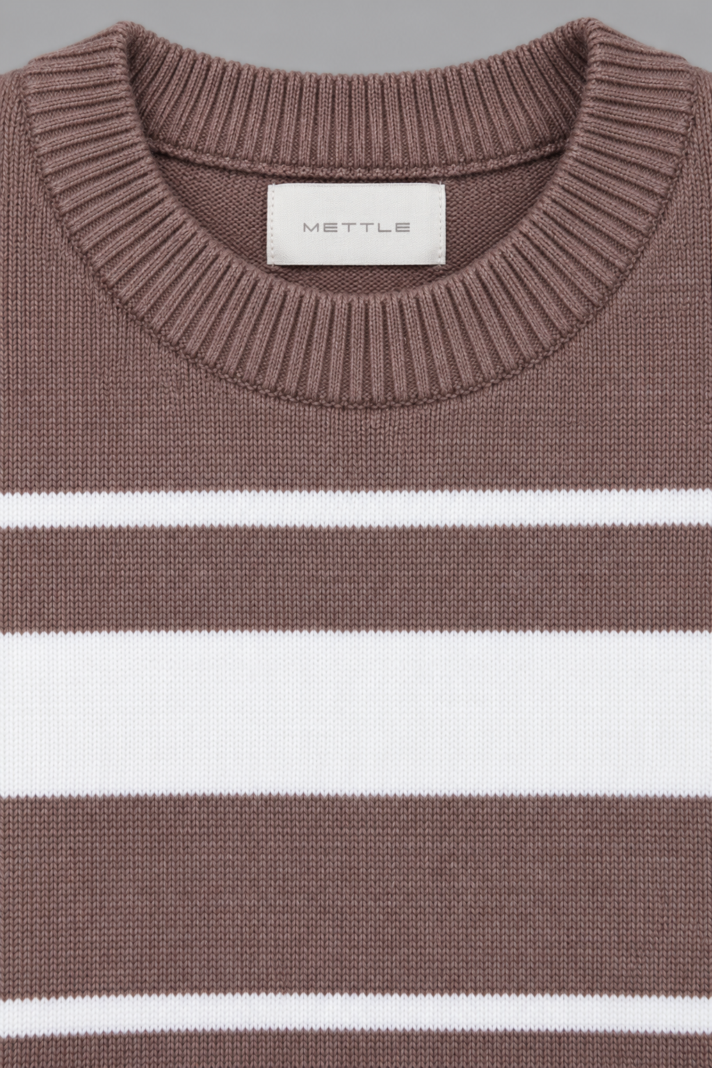 Men’s Mocha Striped Regular Fit Round Neck Knitted Sweater