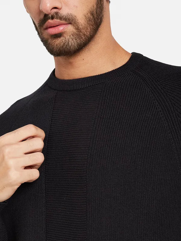 Ribbed Long Sleeves Cotton Pullover