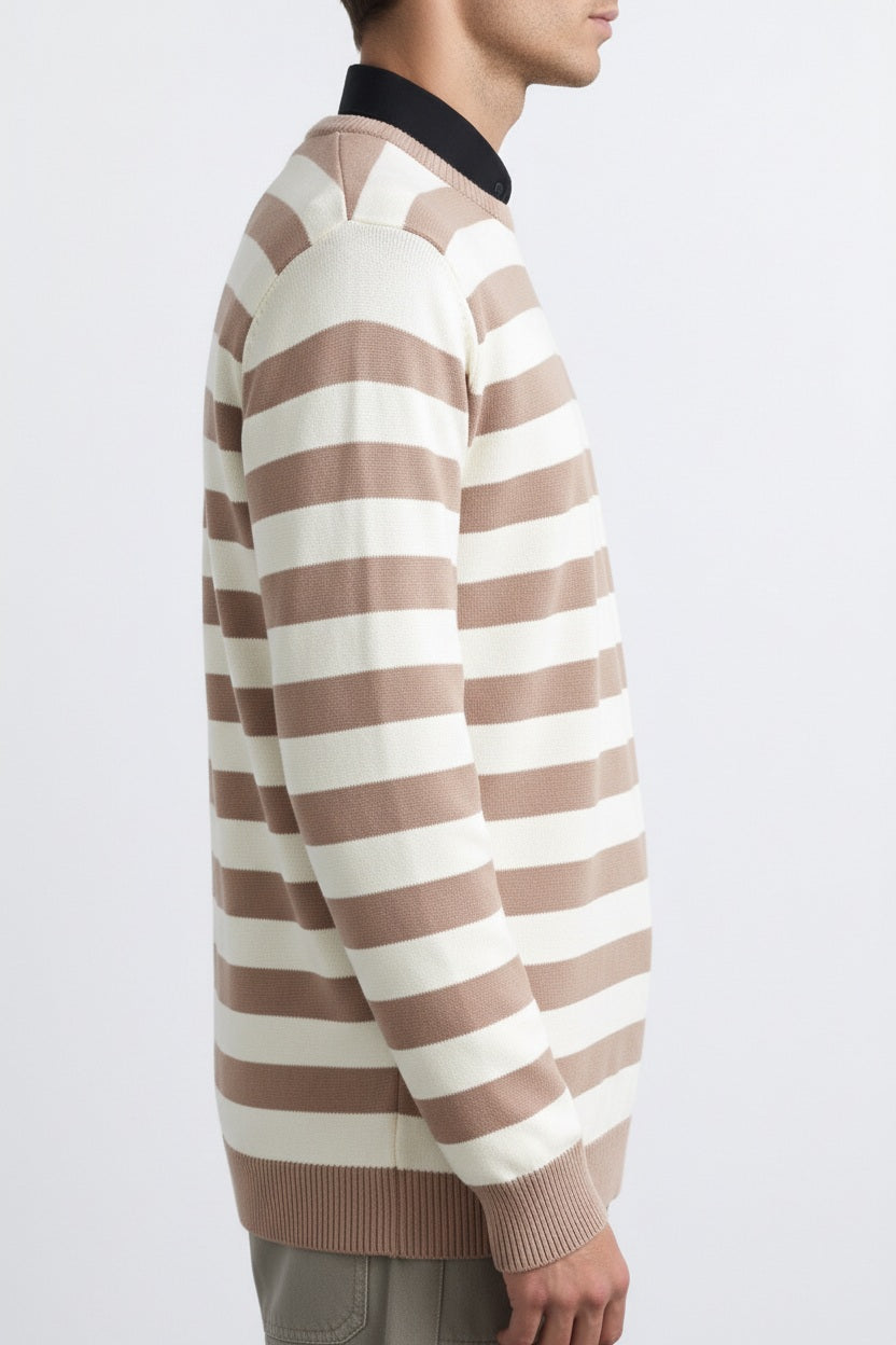 Men Striped Round Neck Pullover Sweater