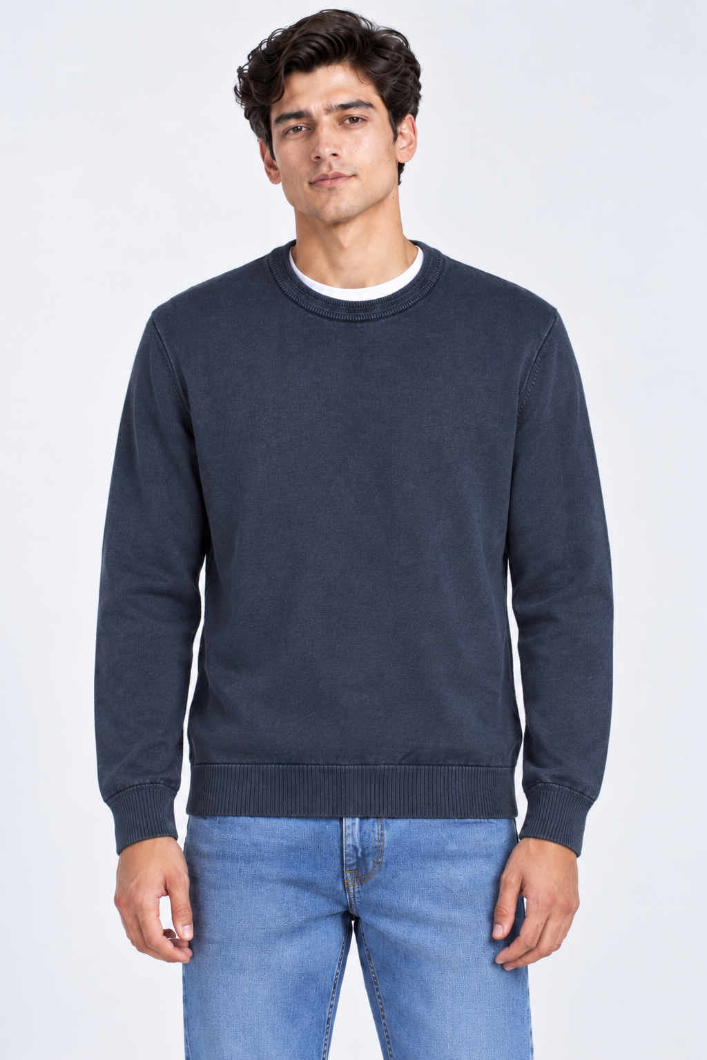 Men’s Regular Fit Cotton Crew Neck Sweater – Charcoal
