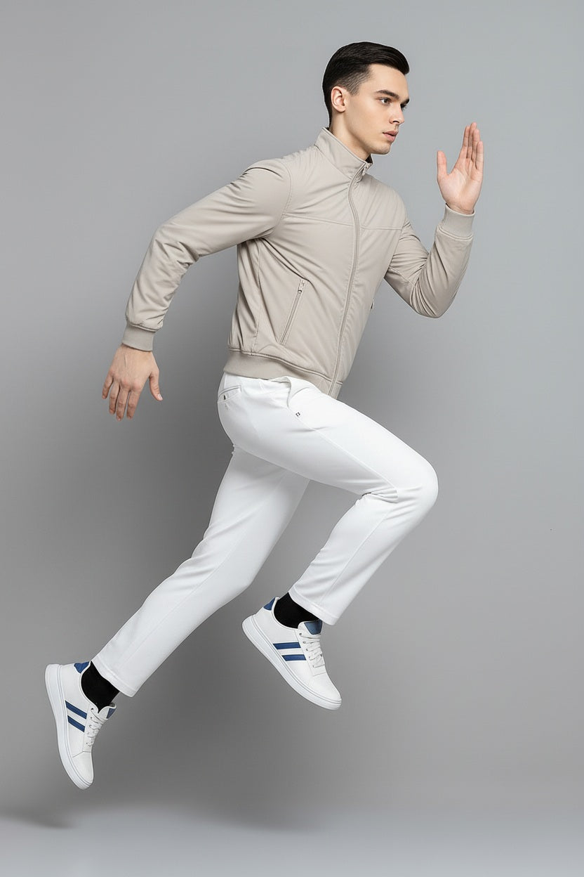 Men Mock Collar Solid Bomber Jacket