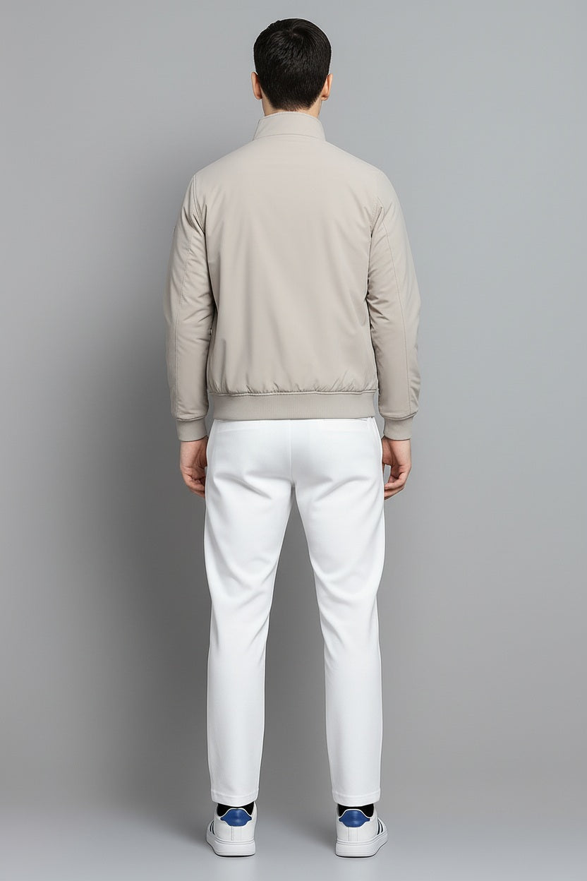 Men Mock Collar Solid Bomber Jacket