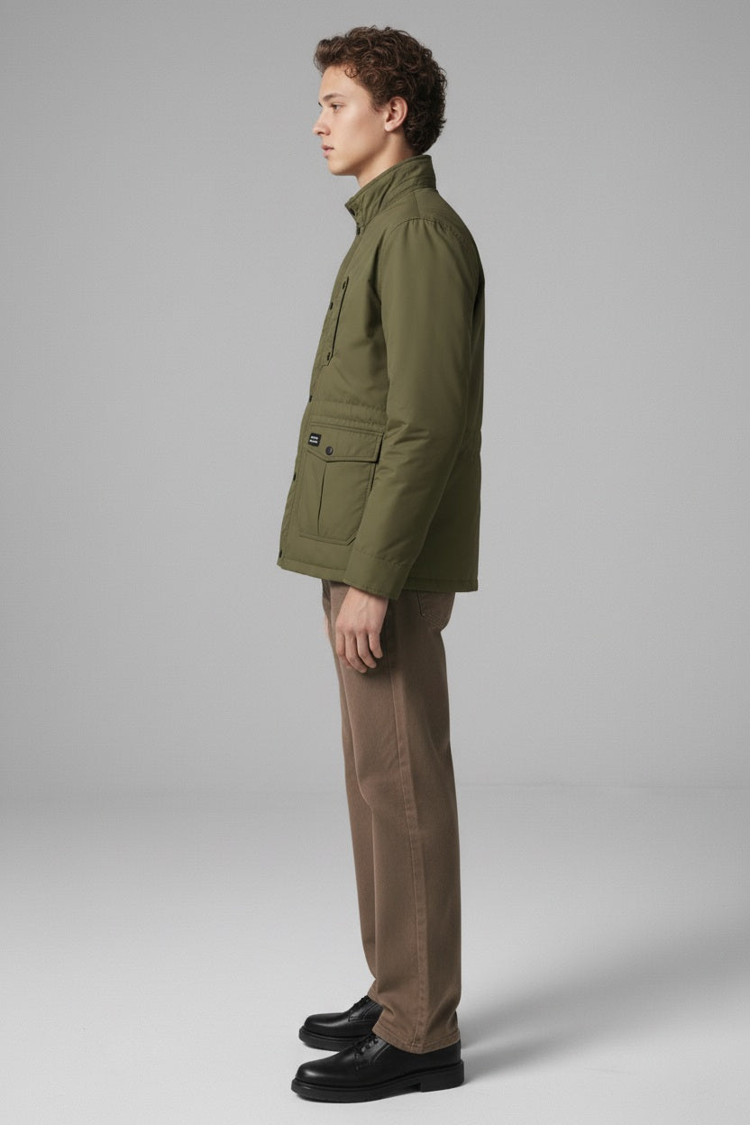 Men Dark Olive Lightweight Woven Jacket