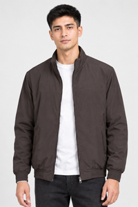 Men's Reversible Black-Coffee Woven Jacket – Regular Fit | Casual Winter Jacket