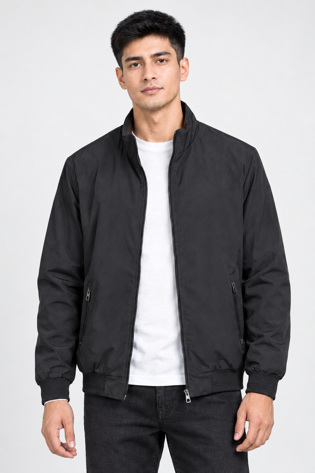 Men's Reversible Black-Coffee Woven Jacket – Regular Fit | Casual Winter Jacket