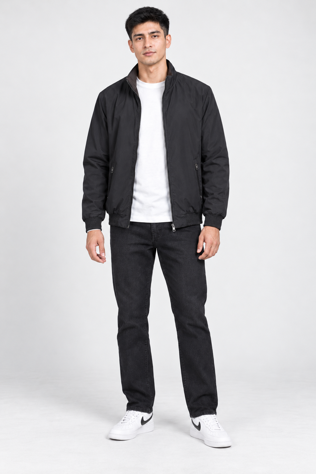 Men's Reversible Black-Coffee Woven Jacket – Regular Fit | Casual Winter Jacket