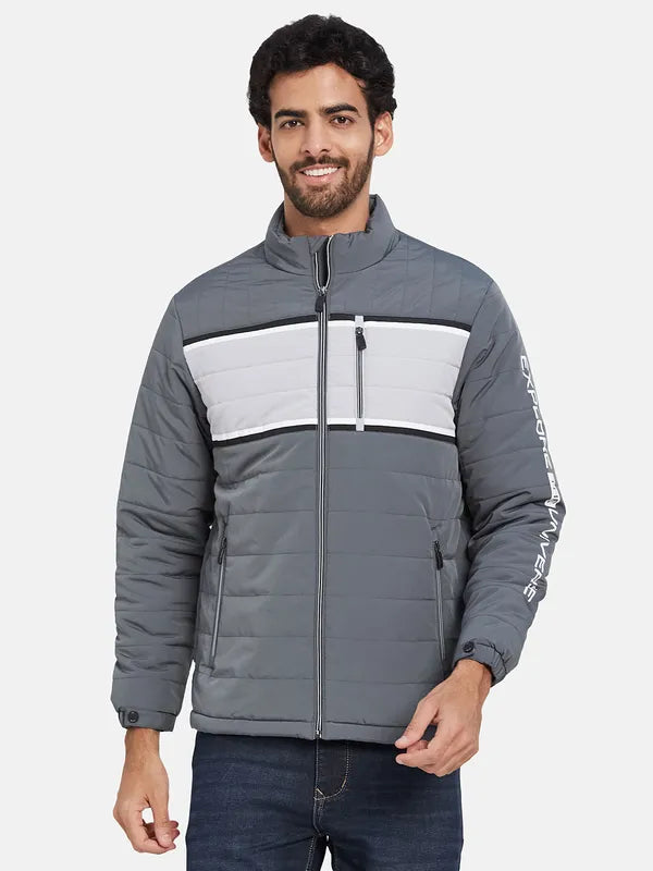 Mettle Colourblocked Mock Collar Padded Jacket