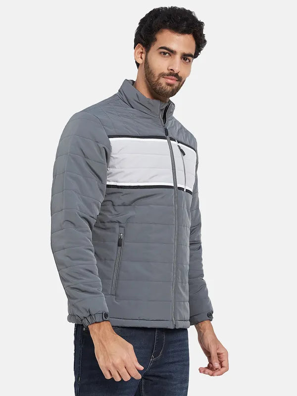 Mettle Colourblocked Mock Collar Padded Jacket