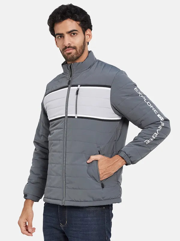 Mettle Colourblocked Mock Collar Padded Jacket