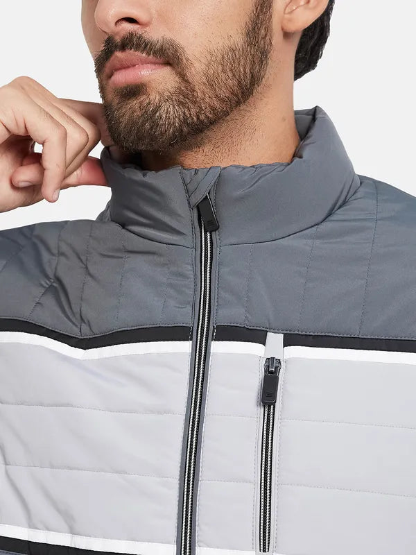 Mettle Colourblocked Mock Collar Padded Jacket