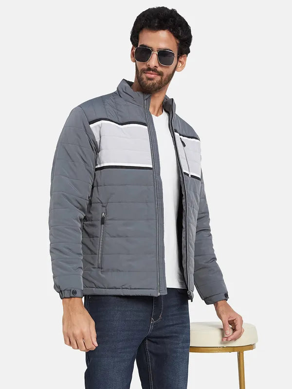 Mettle Colourblocked Mock Collar Padded Jacket