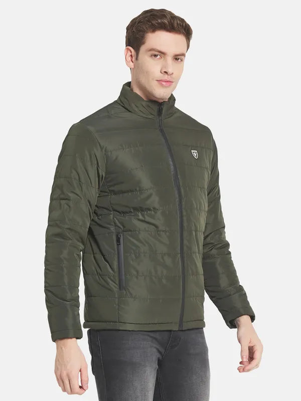 Men Olive Green Solid Puffer Jacket