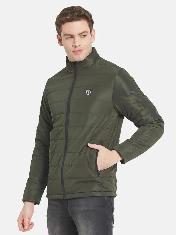 Men Olive Green Solid Puffer Jacket