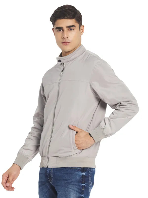 Mettle Men Grey Solid Open Front Jacket