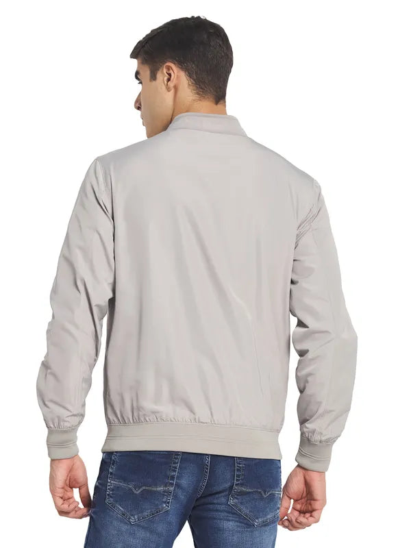 Mettle Men Grey Solid Open Front Jacket