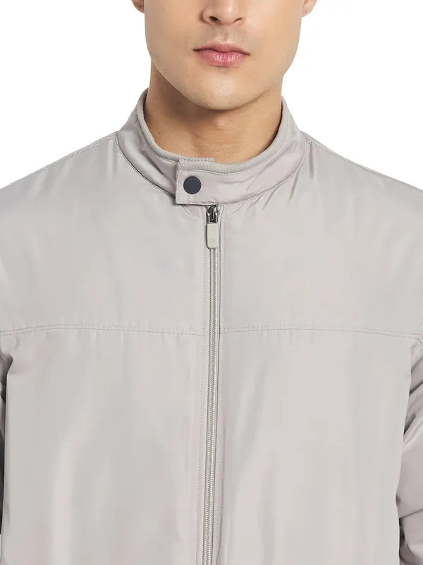 Mettle Men Grey Solid Open Front Jacket