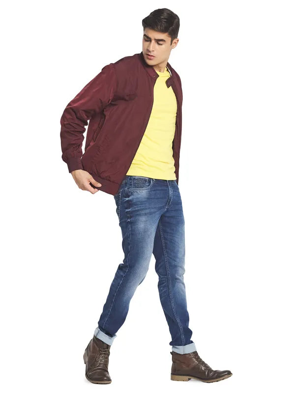 Mettle Men Maroon Bomber Jacket