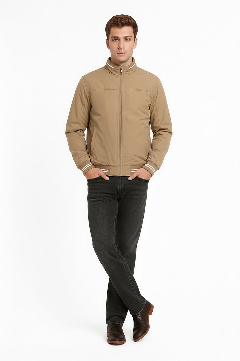 Men Tan Bomber Jacket
