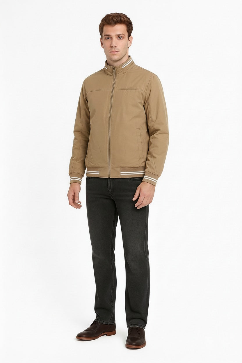 Men Tan Bomber Jacket
