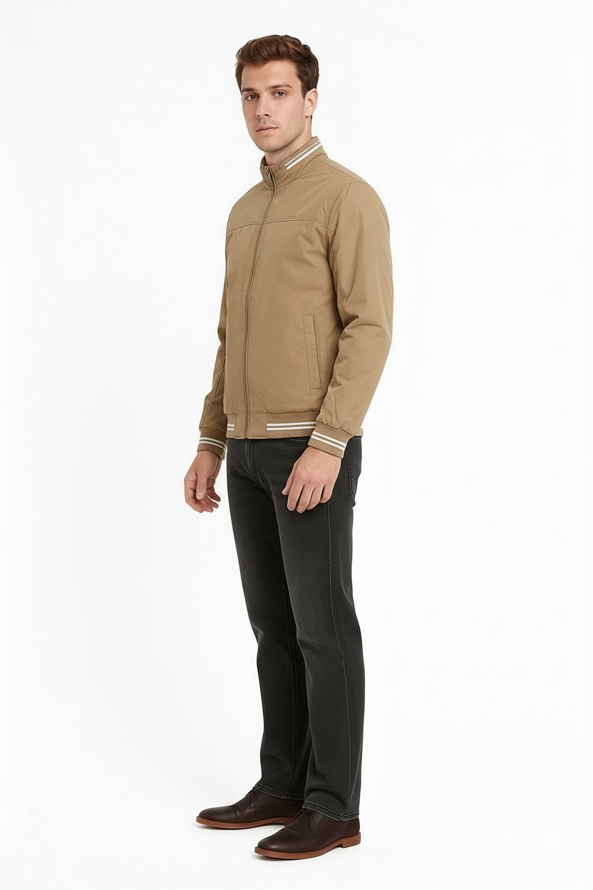 Men Tan Bomber Jacket