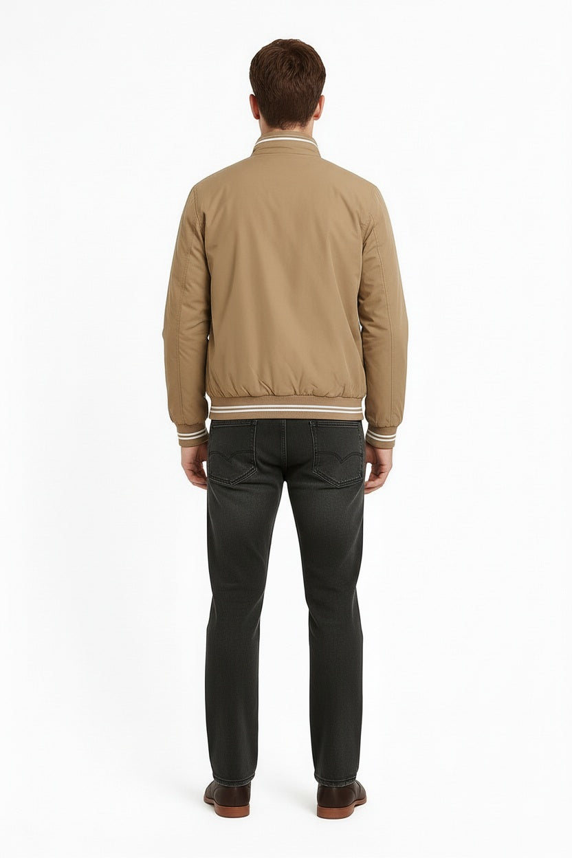 Men Tan Bomber Jacket