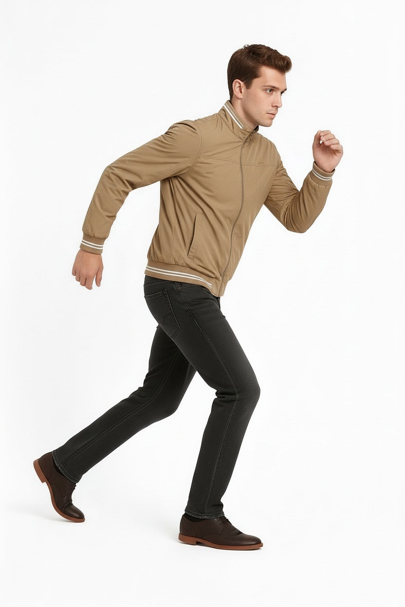 Men Tan Bomber Jacket