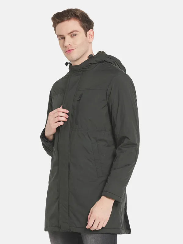 Men Green Longline Padded Jacket