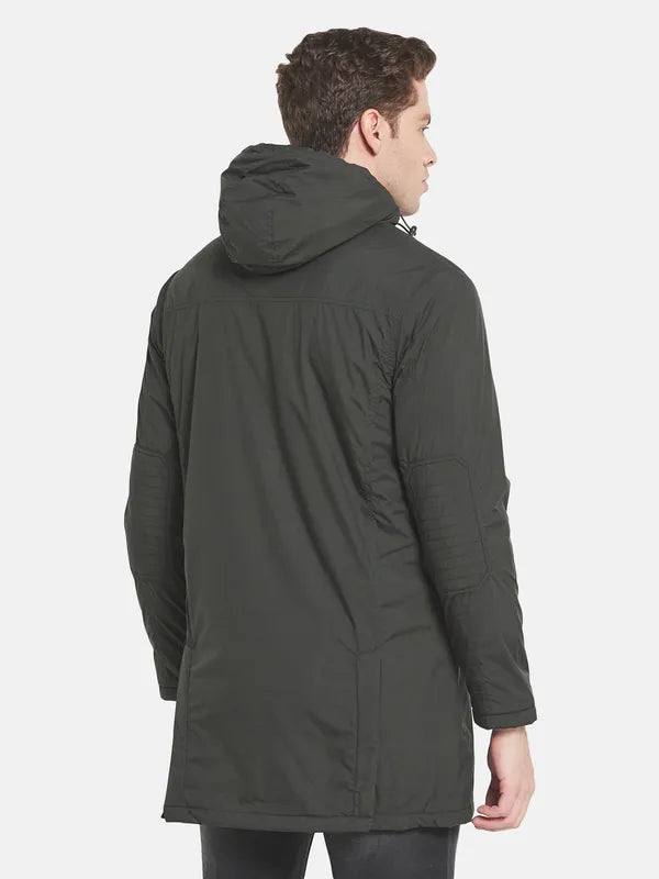 Men Green Longline Padded Jacket