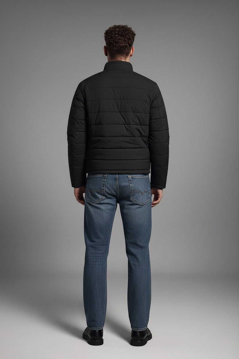 Men Black Reversible Puffer Jacket