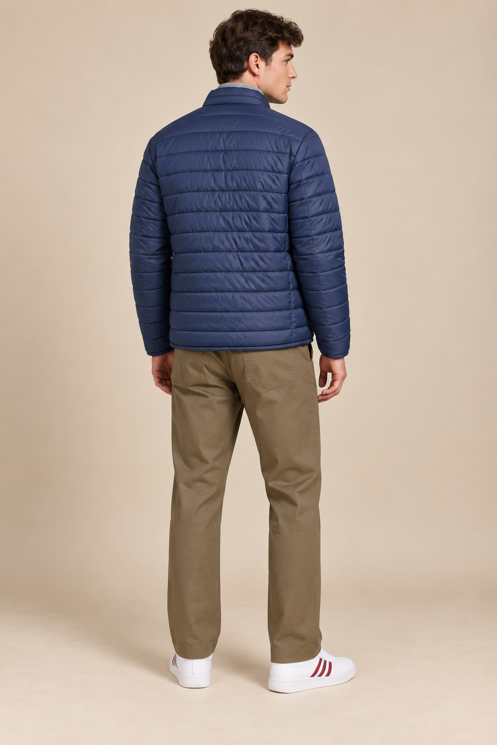 Men’s Reversible Puffer Jacket – Navy & Merlot Grey Regular Fit Full-Zip Winter Jacket