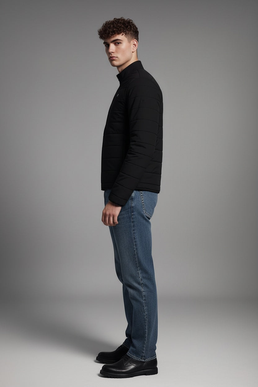 Men Black Lightweight Puffer Jacket
