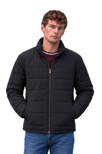 Men’s Nylon Reversible Puffer Jacket – Black & Espresso Regular Fit Full-Zip Winter Jacket