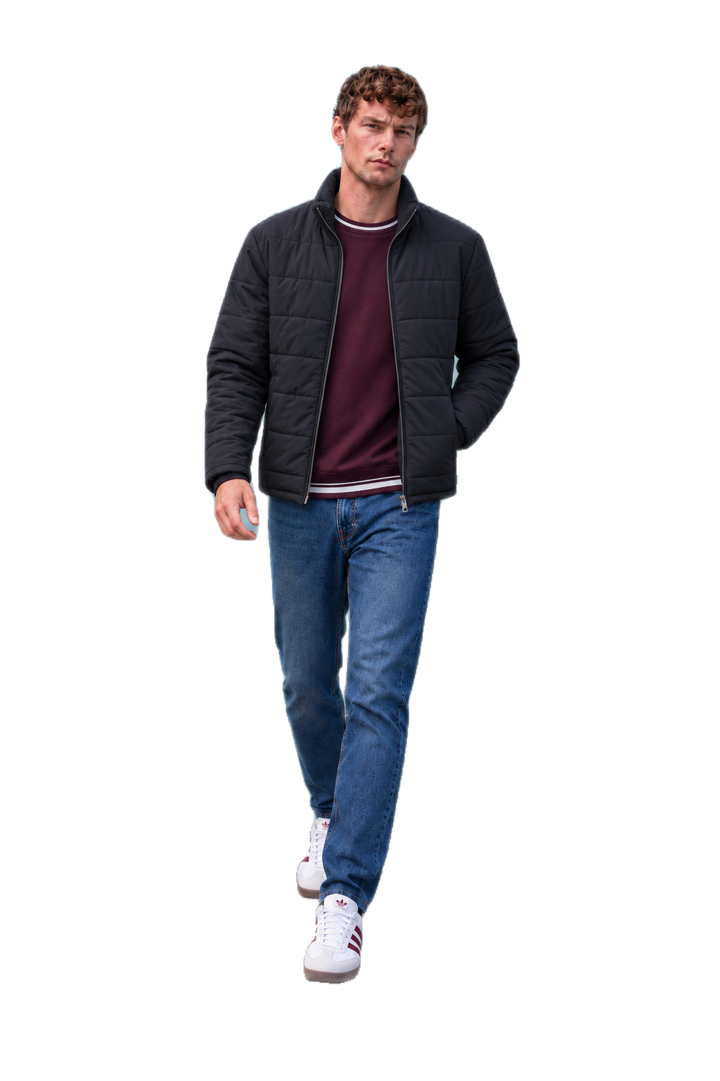 Men’s Nylon Reversible Puffer Jacket – Black & Espresso Regular Fit Full-Zip Winter Jacket