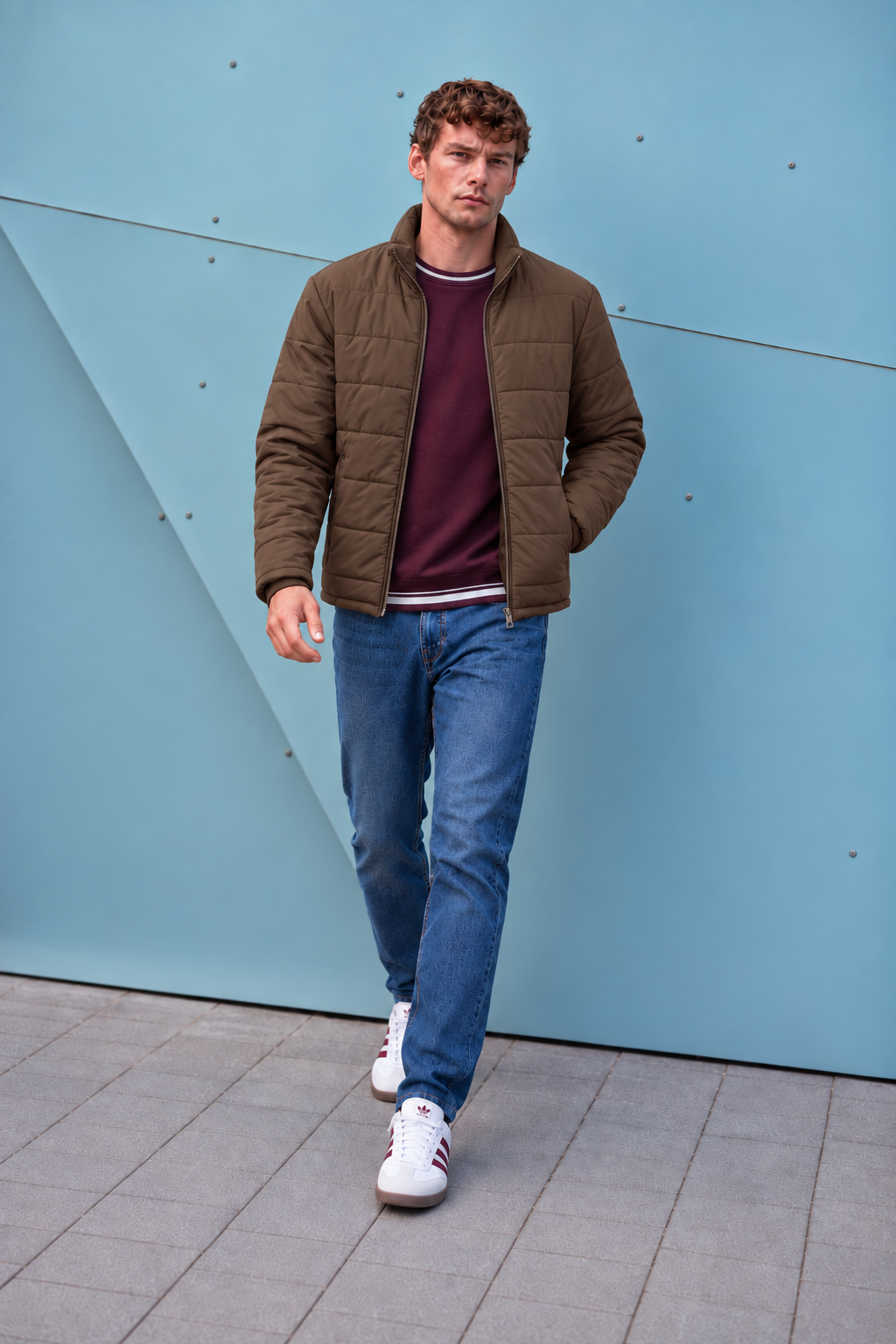 Men’s Nylon Reversible Puffer Jacket – Black & Espresso Regular Fit Full-Zip Winter Jacket