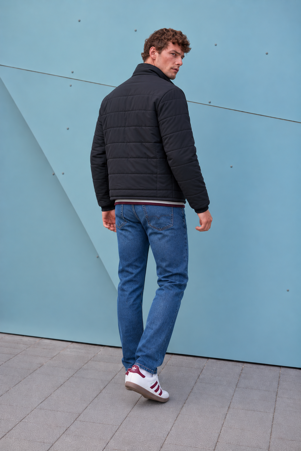 Men’s Nylon Reversible Puffer Jacket – Black & Espresso Regular Fit Full-Zip Winter Jacket