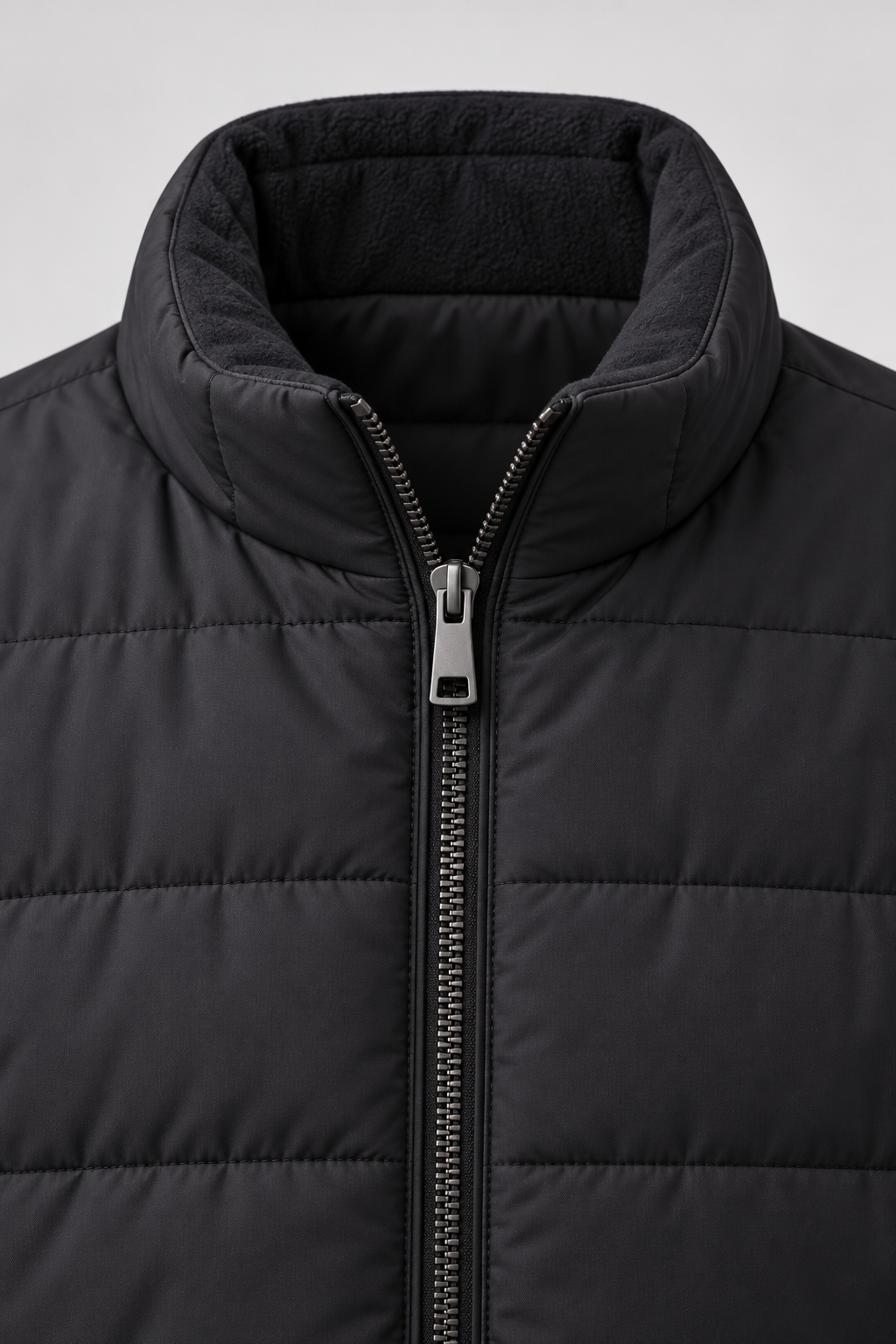 Men’s Nylon Reversible Puffer Jacket – Black & Espresso Regular Fit Full-Zip Winter Jacket