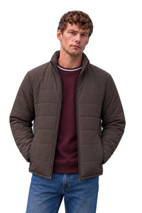 Men’s Nylon Reversible Puffer Jacket – Coffee & Mud Regular Fit Full-Zip Winter Jacket