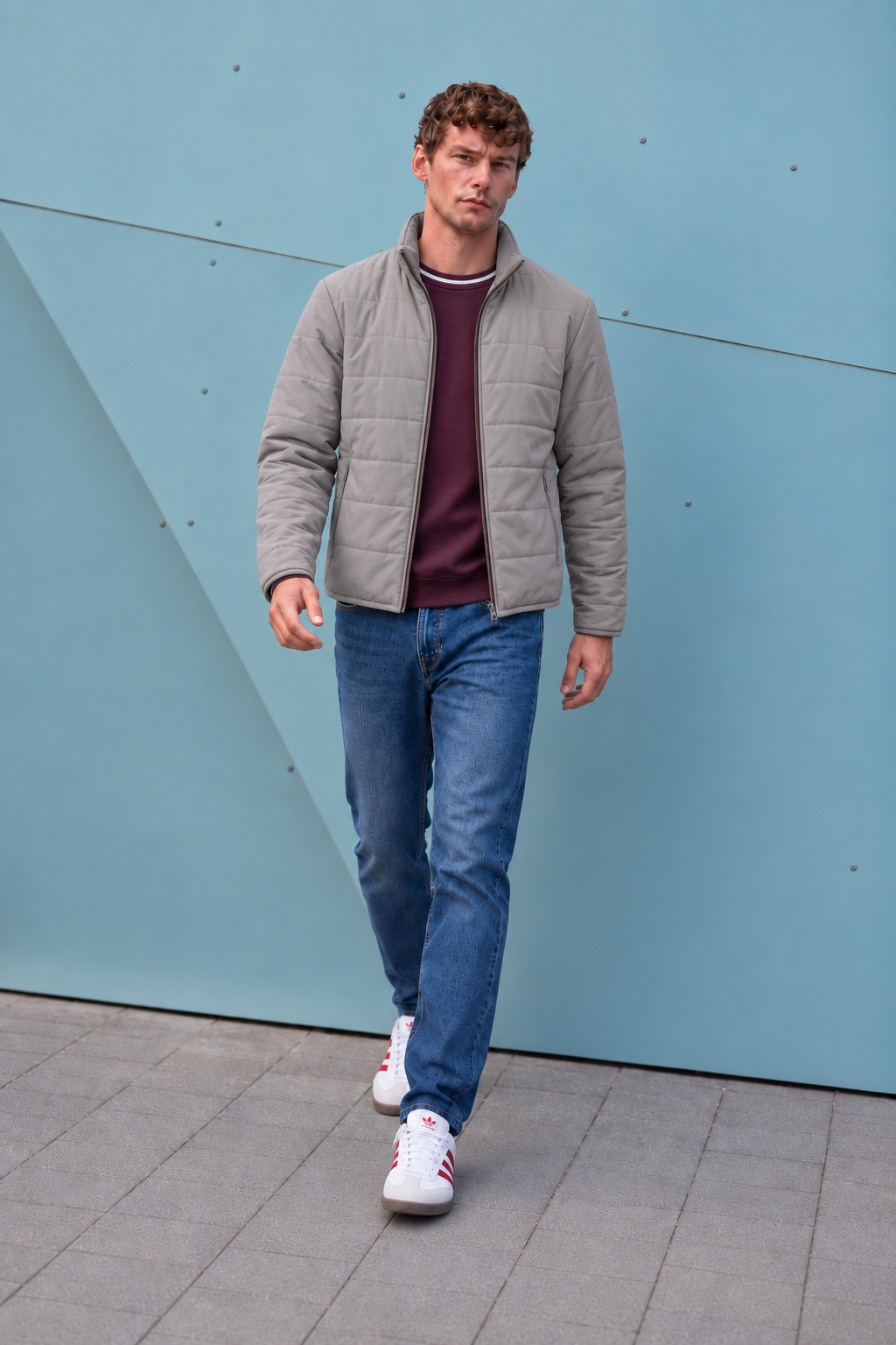 Men’s Nylon Reversible Puffer Jacket – Coffee & Mud Regular Fit Full-Zip Winter Jacket