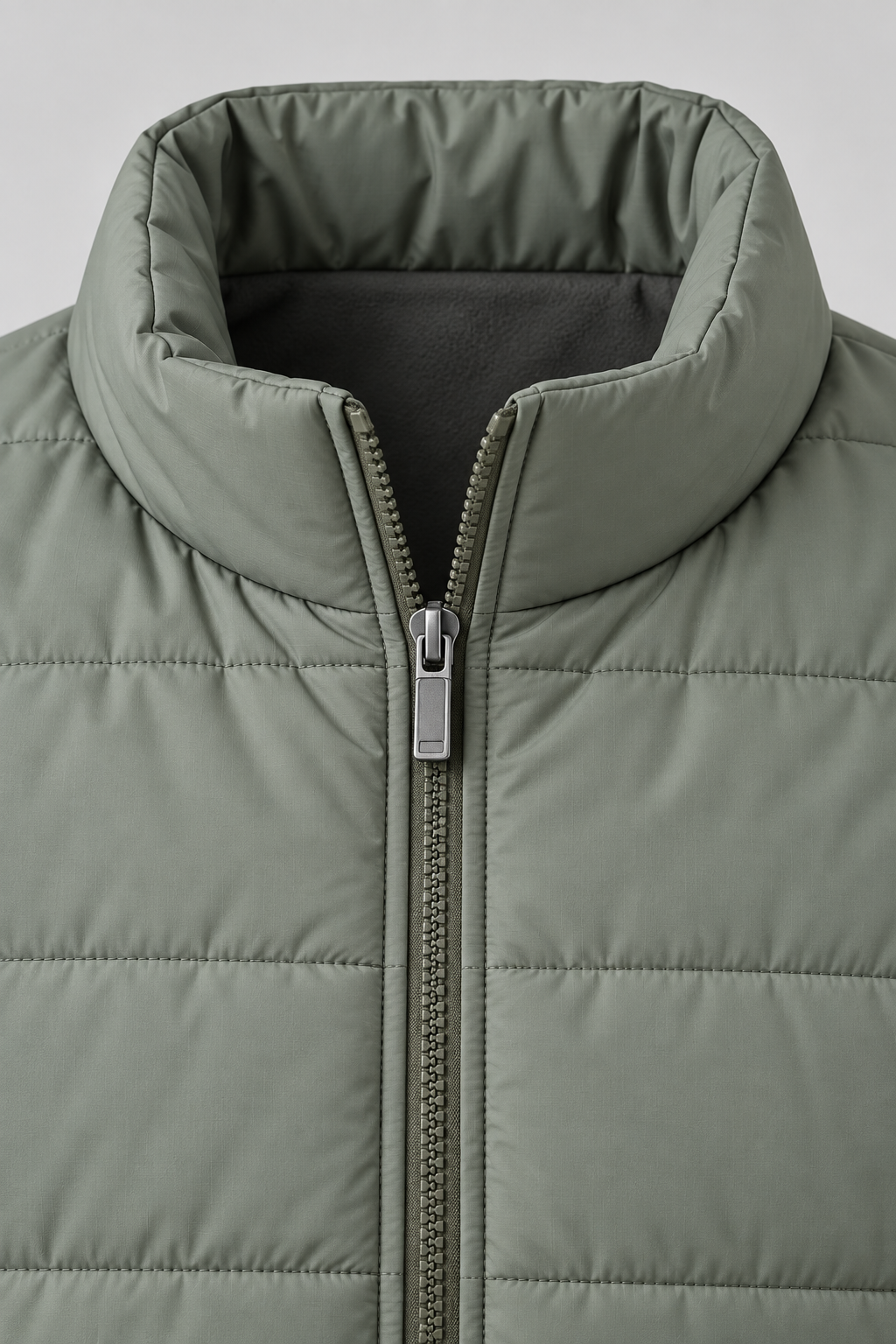 Men’s Nylon Reversible Puffer Jacket – Olive & Light Olive Regular Fit Full-Zip Winter Jacket
